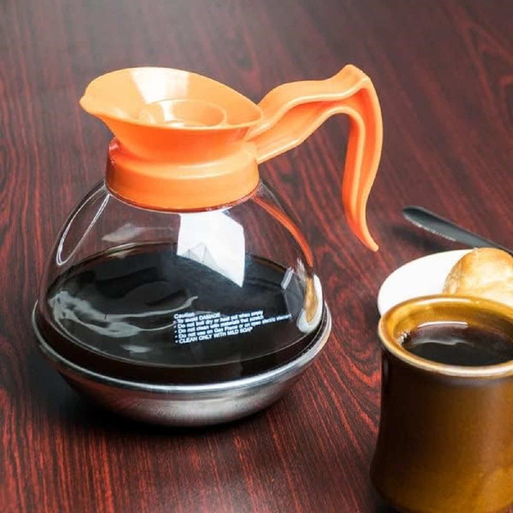 64 oz. Coffee Decanter Stainless Steel Base Polycarbonate Body with Plastic Handle Commercial Grade- Coffee Carafe Easy Pour Coffee Decanter Perfect for Cafes Home and Restaurant