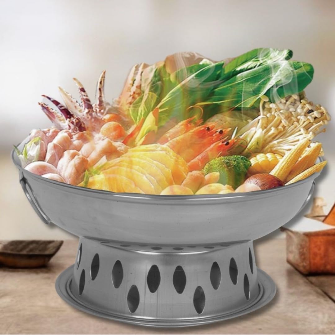 Stainless Steel Round Wok Chafer - Round Chafing Dish Chaffing Servers with Covers Food Warmer for Home Restaurant Parties Buffets