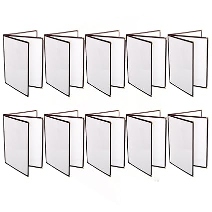 Triple Page Book Fold Restaurant Menu Covers 3 Page 6 View Set of 10- Crystal Clear Menu Covers Sleeve Menu Folder Menu Book Holders for Bar Cafe Restaurant