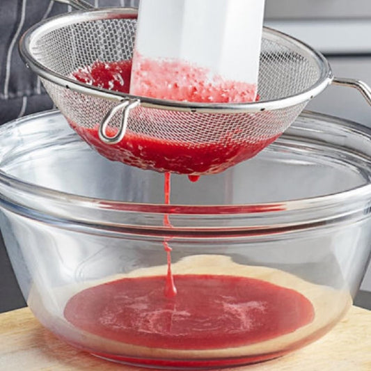 Mesh Strainer Stainless Steel Handle Length Black Plastic Handle- Kitchen Utensil Food Strainer Skimmer Spoon Cooking Sieve Sifters Pasta Fruits Vegetable