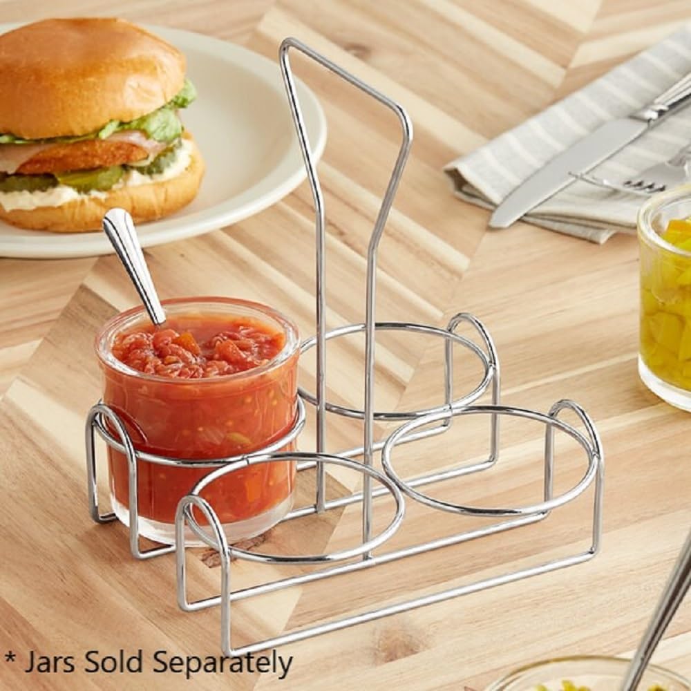 Condiment Jar Holder Iron Plated Hole Size: 3-3/8" Diameter - Condiment Rack Holder Table Caddy Tabletop Seasoning Spice Organizer for Home and Restaurant