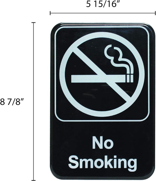 6" x 9" No Smoking Sign with Easy Peel Self-Adhesive White on Black Color Set of 2- Waterproof Self Adhesive Store Signs Indoor/Outdoor Warning Marker Home Business Use