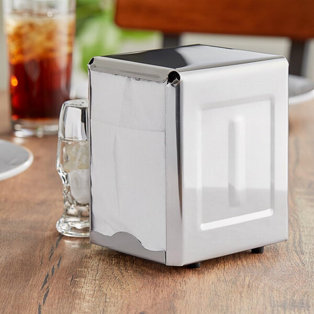Stainless Steel Napkin Dispenser Dual Side Fold with Polished Finish - Table Top Napkin Dispenser for Kitchen Dining Table Suitable for All Dining Room