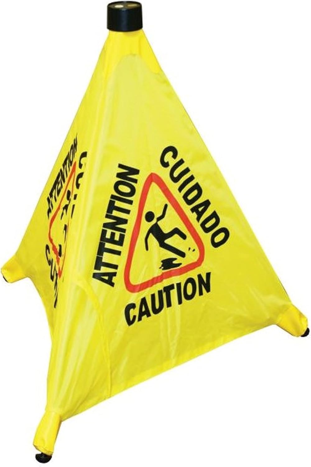 Pop-Up Safety Cone with Storage Tube- Multi-Lingual Caution Imprint and Wet Floor Symbol Floor Warning Sign in Public Spaces Safety Warning Signs for Commercial Use
