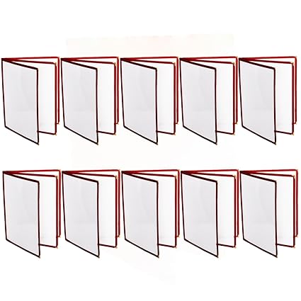 Triple Page Book Fold Restaurant Menu Covers 3 Page 6 View Set of 10- Crystal Clear Menu Covers Sleeve Menu Folder Menu Book Holders for Bar Cafe Restaurant