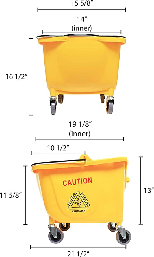 36 qt. Yellow Mop Bucket- Pail/Mop Bucket Cleaning Washing Mop Bucket Household Portable Mop Bucket Ideal for Household and Public Places Floor