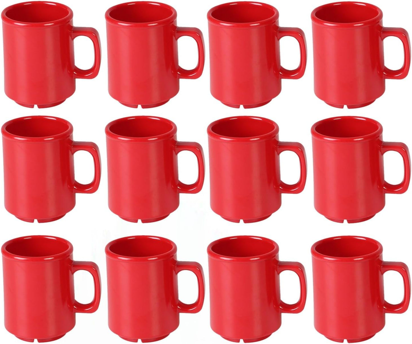 8 oz Mug Melamine Set of 12- Dishwasher Safe Break-Resistant Coffee Cup Set Reusable Plastic Cup for Latte Cappuccino Cocoa Hot Tea Mocha Home Cafe Restaurants