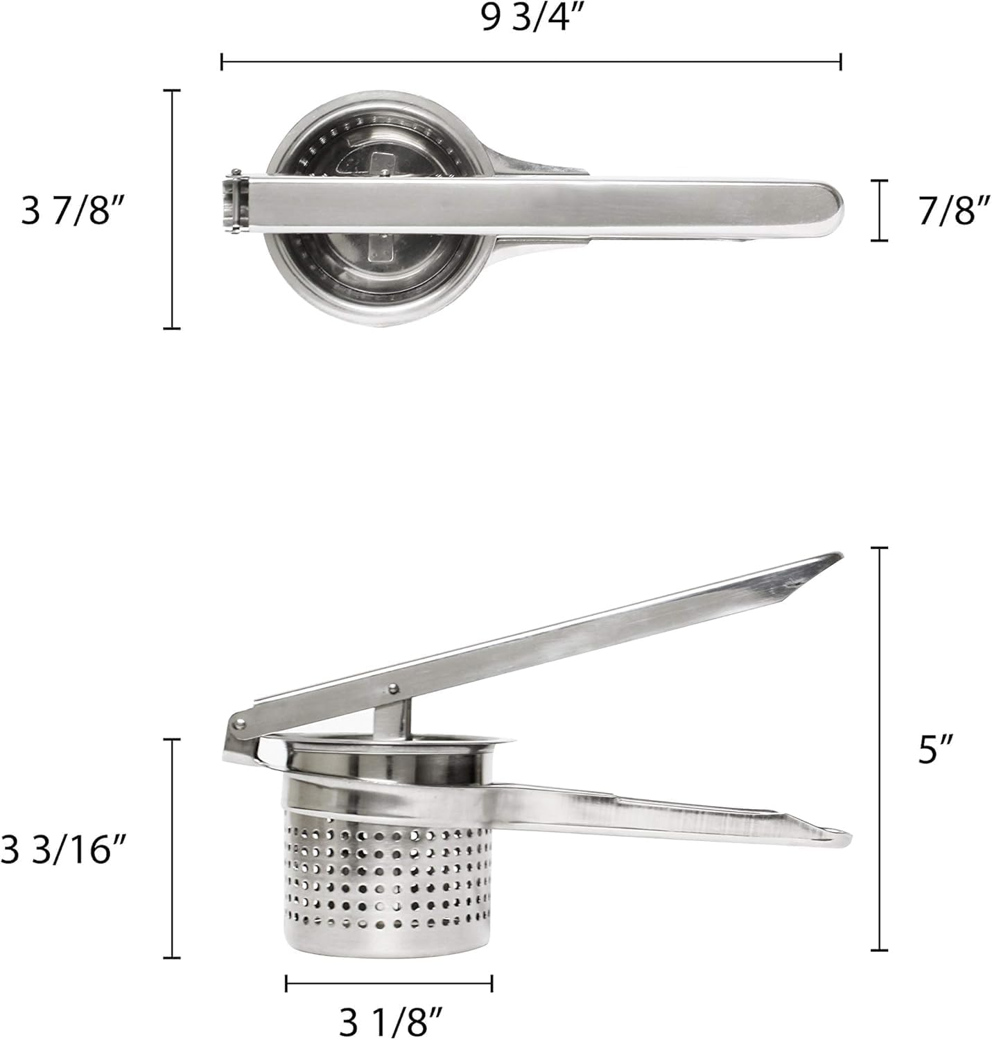 Stainless Steel Potato Ricer - Heavy Duty Stainless Steel Potato Masher and Ricer Kitchen Tool Press and Mash Kitchen Gadget For Perfect Mashed Potatoes