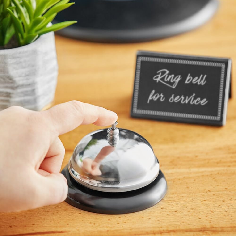 3-3/8" x 2-1/4" Call Bell One Touch Button Chrome Plated- Ringing Call Bell Service Bell for Kitchen Restaurant Bar Classic Concierge Hotel Reception Areas Warehouses
