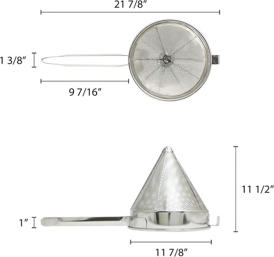 Stainless Steel China Cap Strainer - Cone Shaped Strainer Food Strainer Juice Strainer Kitchen Tools Food Colander For Straining Seeds Beans Sauces & More