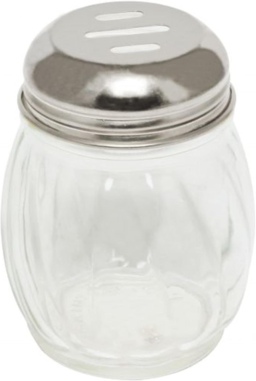 6 oz. Stainless Steel Slotted Swirl Glass Cheese Shaker Set of 12- Swirl design for Spices Parmesan Cheese Spice Shakers Salt & Pepper Shakers