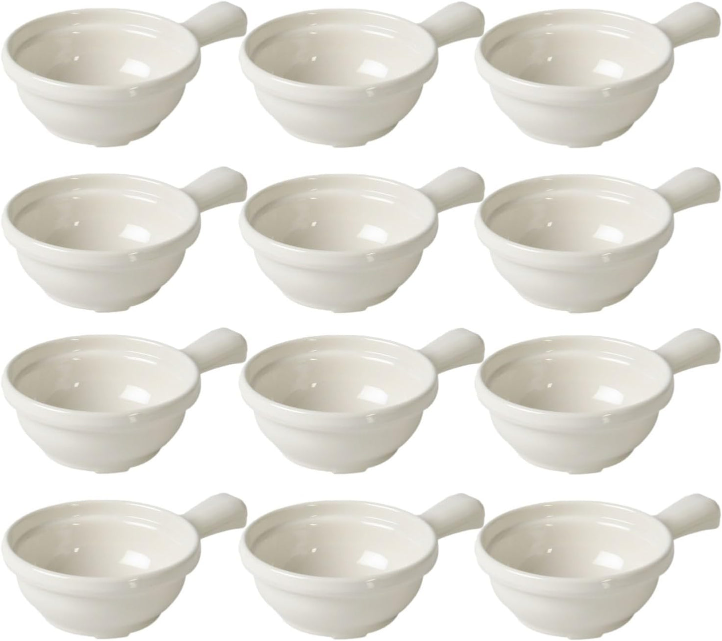 10 oz Soup Bowls with Handle Melamine Set of 12- Dishwasher Safe Break-Resistant Reusable Bowls Serving Soup Bowl Broth Cups Soup Bowls Ice Cream Dipping Sauce