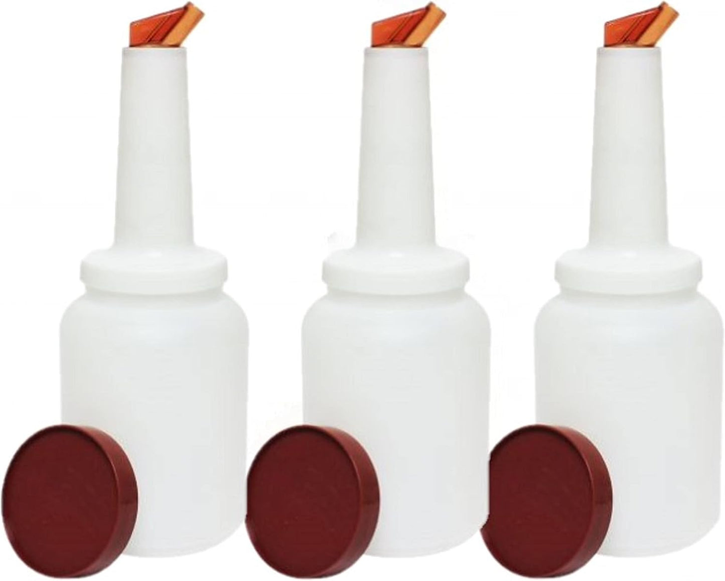 Pour and Store Fruit Juice and Liquor Pour Bottles Set of 3- Juice Pouring Bottle Containers Bar Pour Bottles Plastic Juice Pour Bottles Plastic Barware for Bars & Event