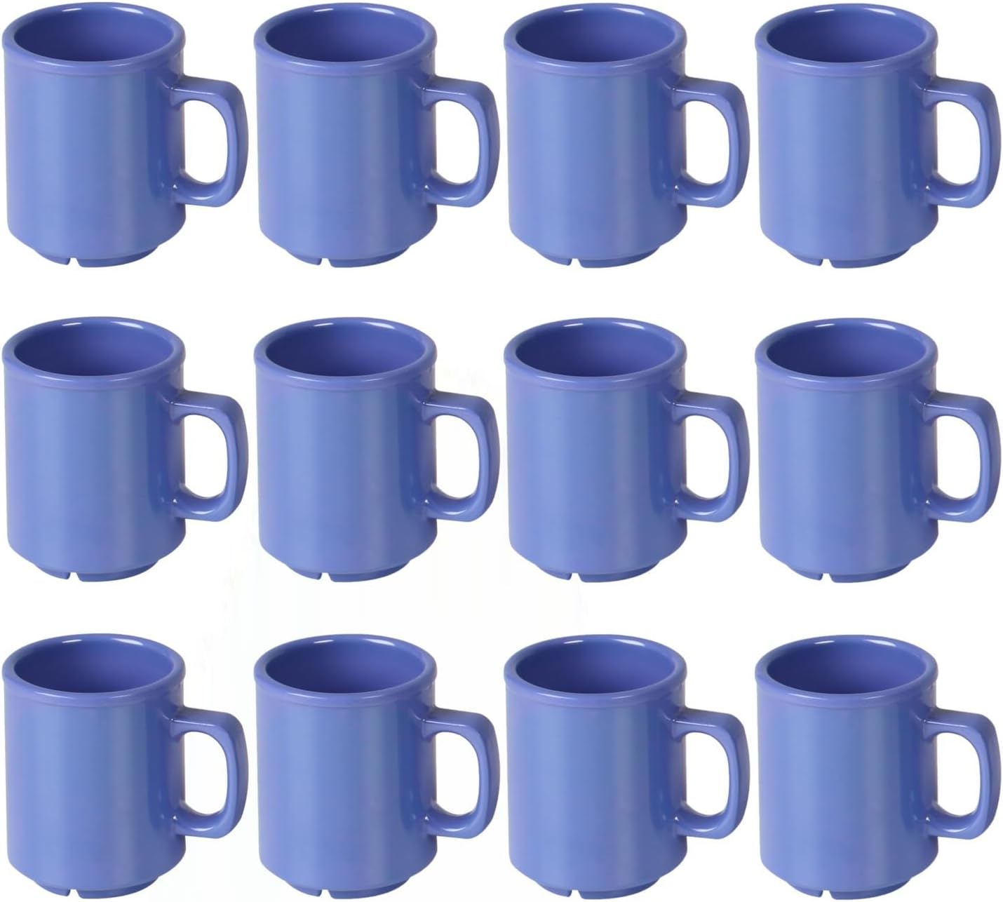 8 oz Mug Melamine Set of 12- Dishwasher Safe Break-Resistant Coffee Cup Set Reusable Plastic Cup for Latte Cappuccino Cocoa Hot Tea Mocha Home Cafe Restaurants