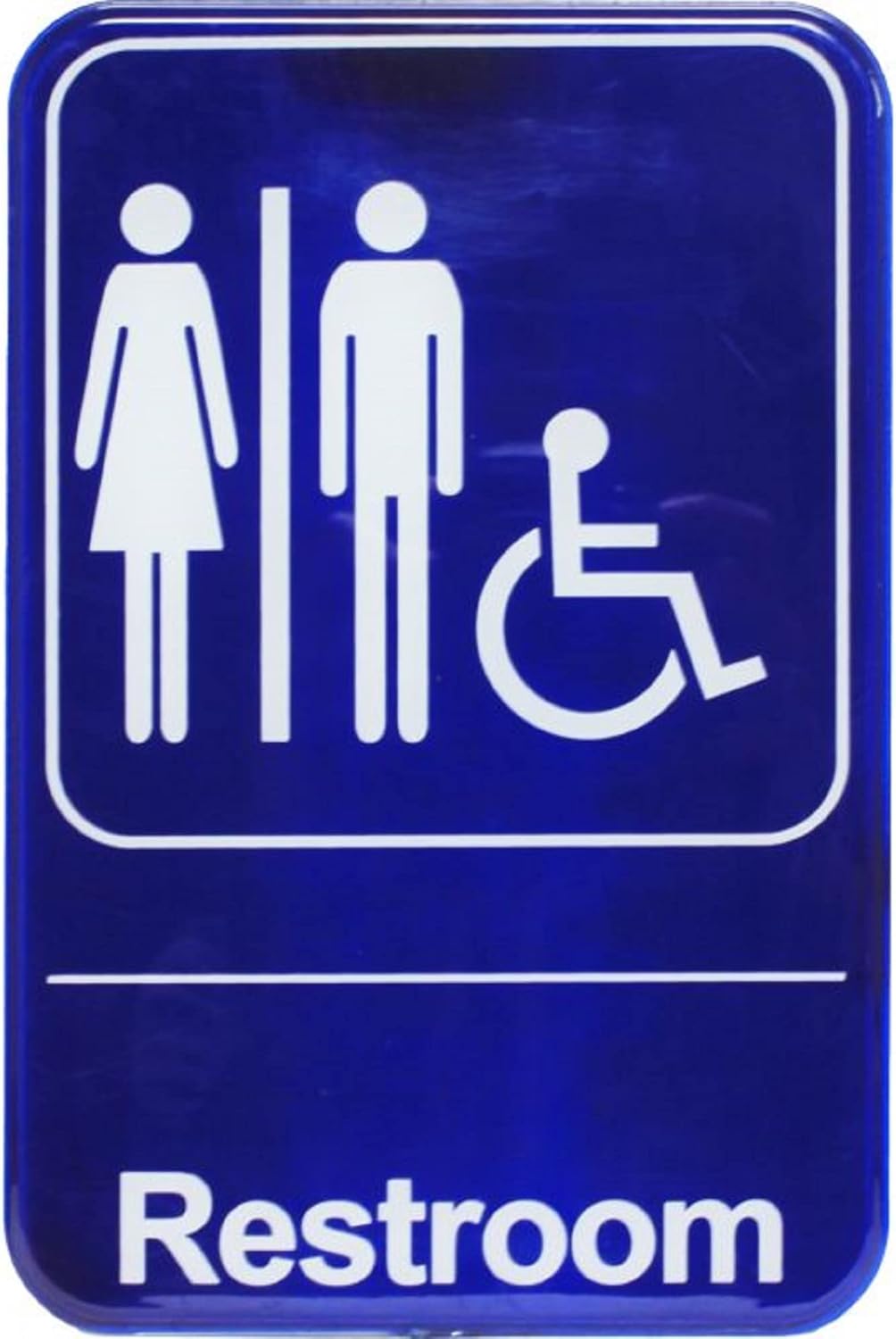 6" x 9" Restrooms/Accessible Bathroom Sign with Easy Peel Self-Adhesive White on Blue Color Set of 2- Waterproof Self Adhesive Store Signs Indoor/Outdoor Warning Marker Home Business Use