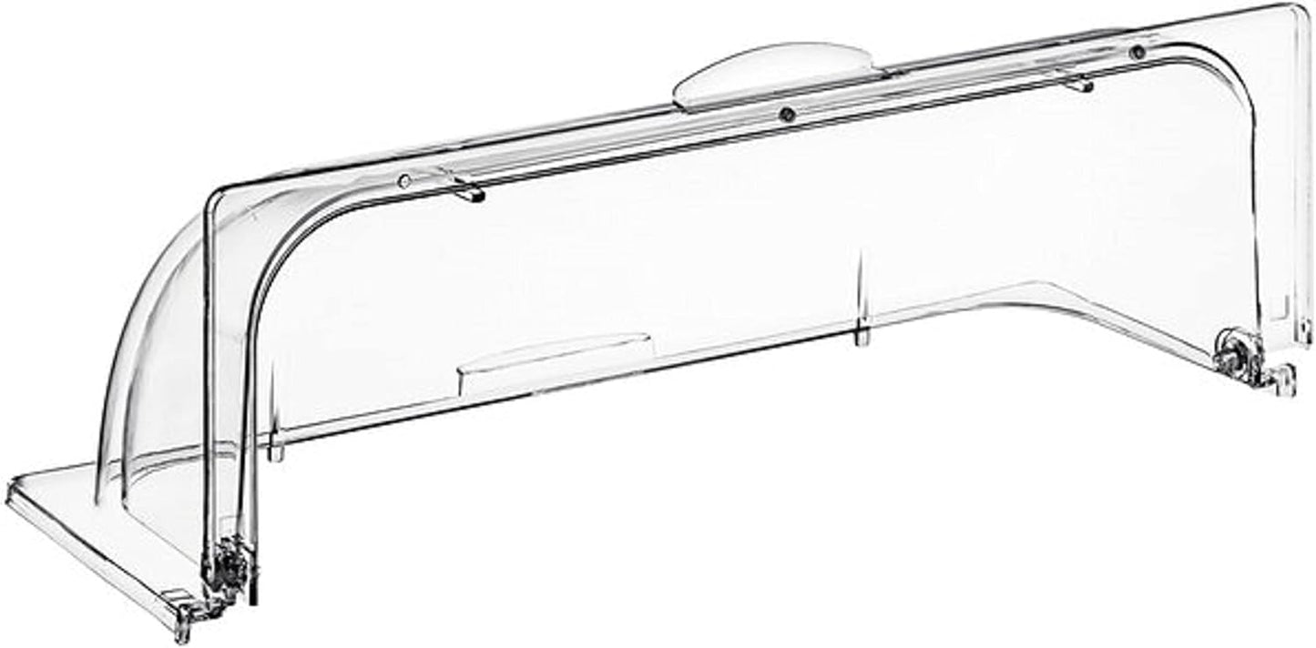 21-1/9" x 14-1/4" x 7-1/3" Roll Top Chafer Cover Opens on both ends Clear Color- Food Pan Cover Pastry Cover Display Cover Serving Platter Cover Clear Food Pan Cover
