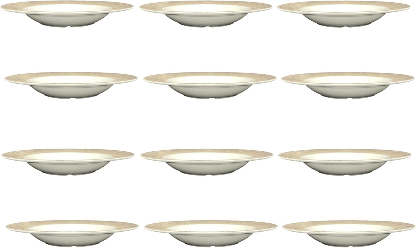 16 oz Pasta Bowls Dinnerware Melamine Set of 12- Dishwasher Safe Break-Resistant Reusable Pasta Plates Serving Bowl Pasta Bowls for Dinner Home Kitchen Restaurants