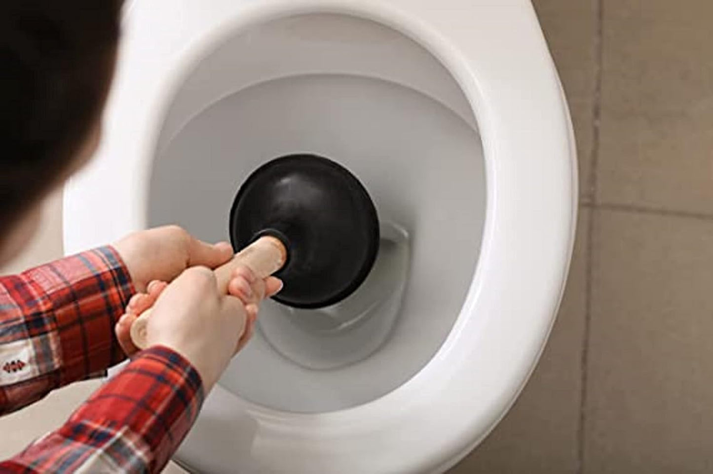 Toilet Rubber Plunger with 21” Wooden Handle- Heavy Duty Plungers for Bathroom Fix Clogged Toilets Bowl Plunger Drains for Bathroom Cleaning Durable Efficient