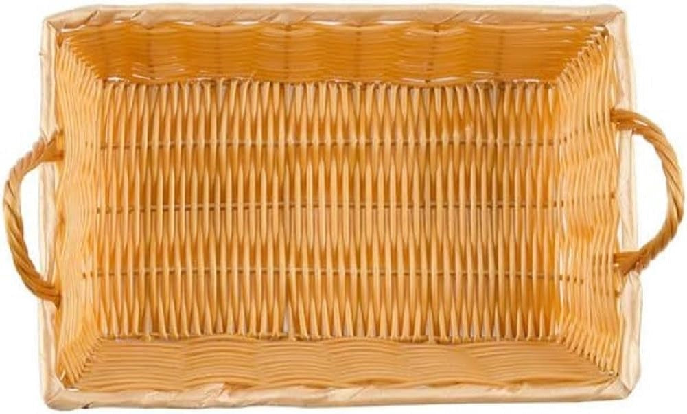 Hand-Woven Bread Basket with Handles Natural Color - Restaurant Woven Food Serving Basket for Fruit Bread Serving Basket Decorative Basket Perfect for Cafe Home Restaurants