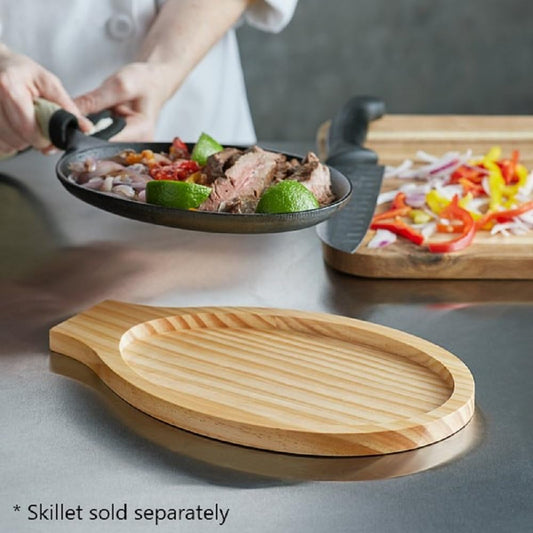 12-1/4" x 8" Fajita Board Beech Wood- Stackable Fajita Steak Plate Base Perfect for Sizzling Meals Wood Underliner Base Restaurant Home Kitchen