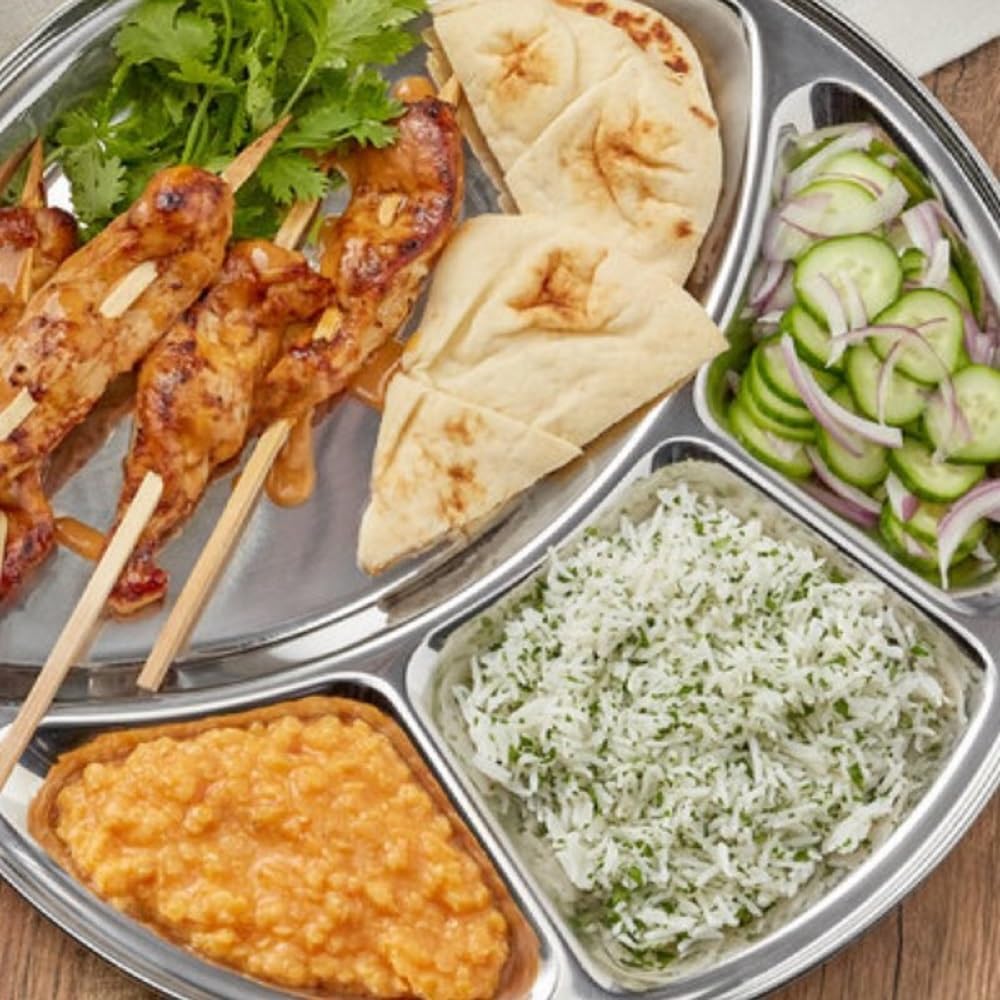 Stainless Steel Tray- Portion Control Plate Divided Plate Reusable Dinnerware Compartment Plate Dishwasher Safe Perfect for Dinner Dishes
