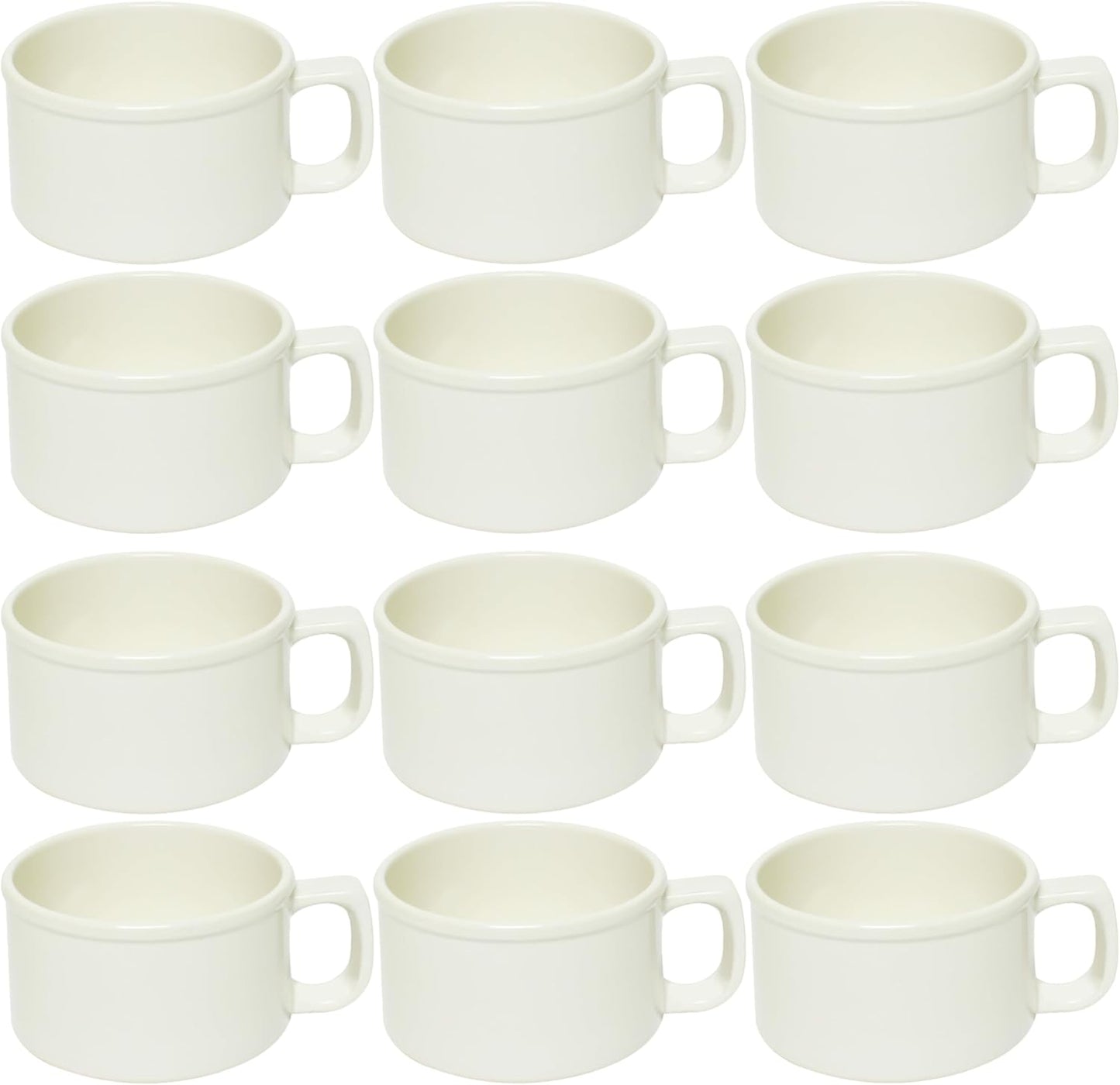 10 oz Soup Mug Melamine Set of 12- Dishwasher Safe Break-Resistant Coffee Cup Set Reusable Plastic Mug for Soups Latte Cappuccino Cocoa Hot Tea Home Cafe Restaurants