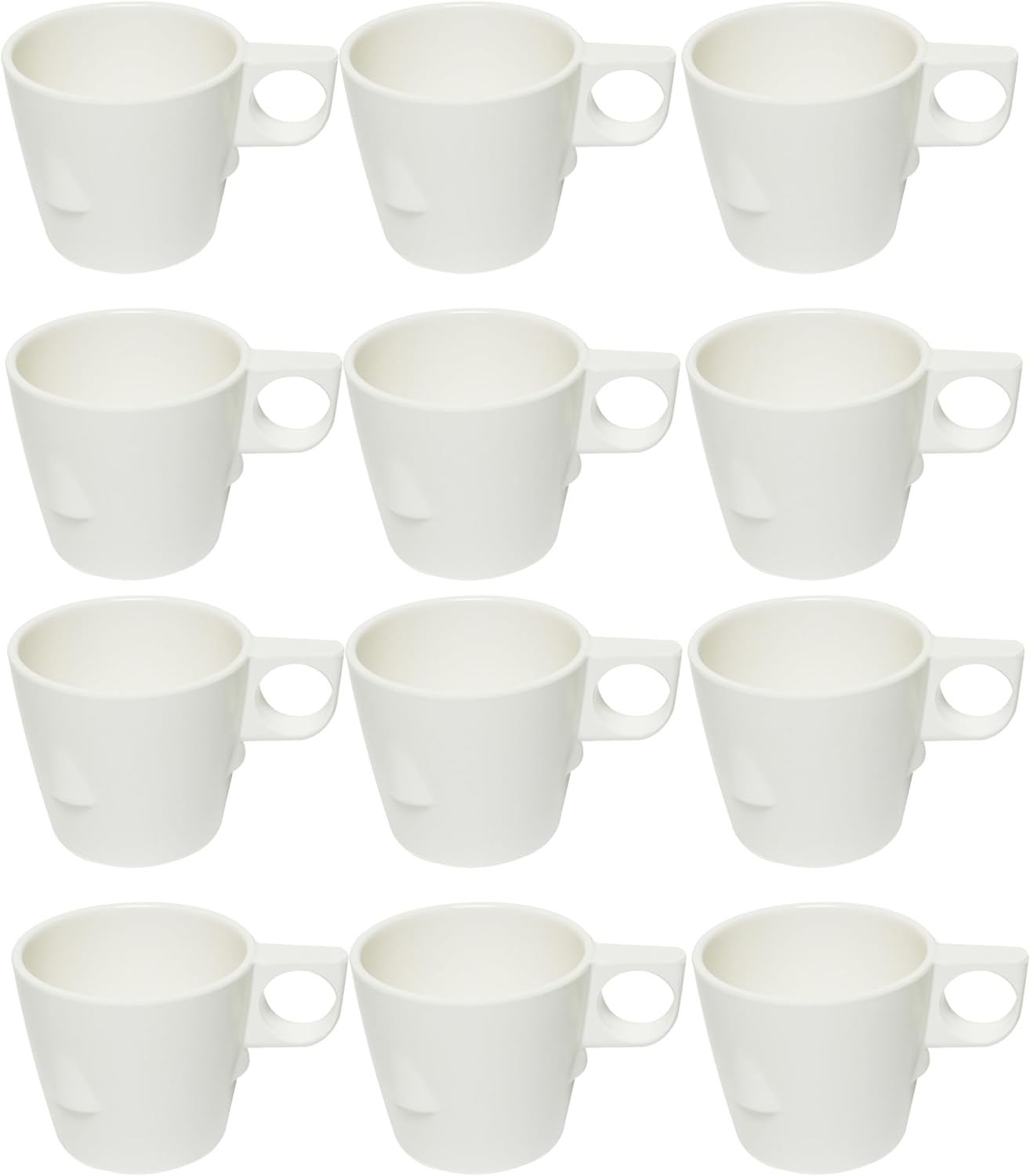 7 oz Stacking Cup Melamine Set of 12- Dishwasher Safe Break-Resistant Coffee Cup Set Reusable Plastic Cup for Latte Cappuccino Cocoa Hot Tea Mocha Home Cafe Restaurants