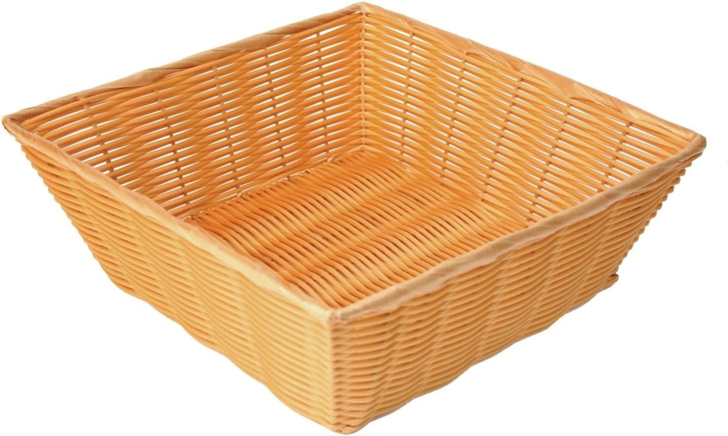 13" x 13" x 4-1/2" Square Hand-Woven Bread Basket Natural Color- Restaurant Woven Food Serving Basket for Fruit Bread Serving Basket Decorative Baskets Perfect for Cafe Home Restaurants