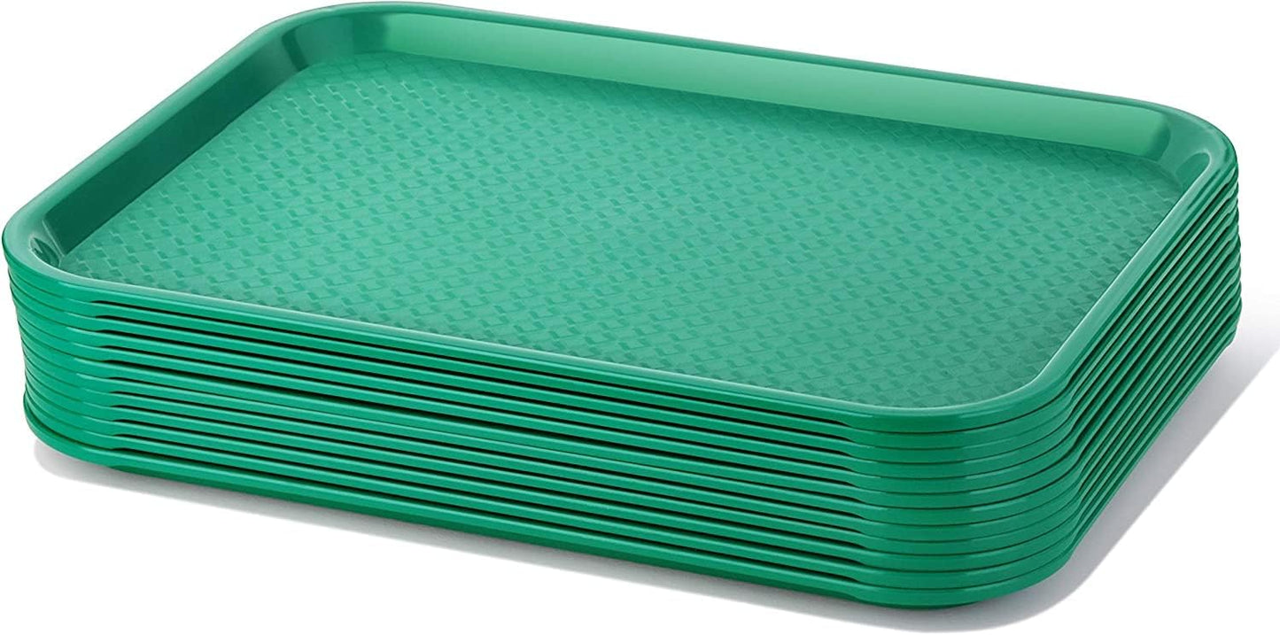 Fast Food Tray Orange Color Plastic Set of 12 - for Café Standard Cafeteria/Fast Food Tray Restaurant Serving Trays Set for Coffee Table Kitchen Party Restaurants