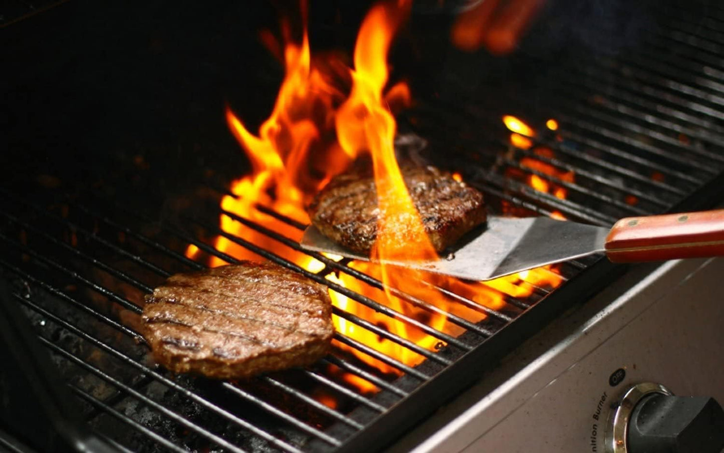 4 Piece Combo 14.5" Grill Turner BBQ Stainless Steel Spatulas- (2) Perforated Turner and (2) Solid Turner- Griddle Scraper Pancake Flipper Hamburger Turner Outdoor Barbecue Turners