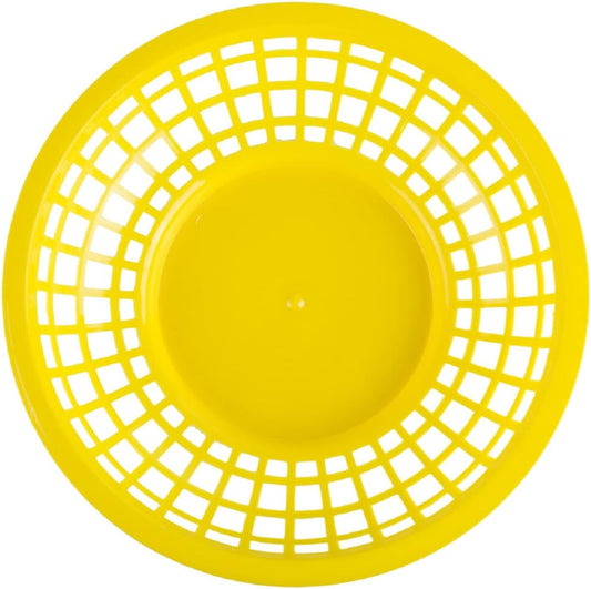 8" Round Fast Food Basket Plastic Set of 12- Fry Fast Food Reusable Foodservice Restaurant Diner Tray Plates Restaurant Supplies Deli Serving Chicken Burgers Sandwiches & Fries