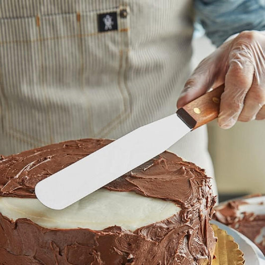 Flexible Icing Spatula Stainless Steel with Wood Handle- Butter Cake Cream Spatulas Icing Frosting Spreader Cake Decorating Spatulas for Professional Home Baking