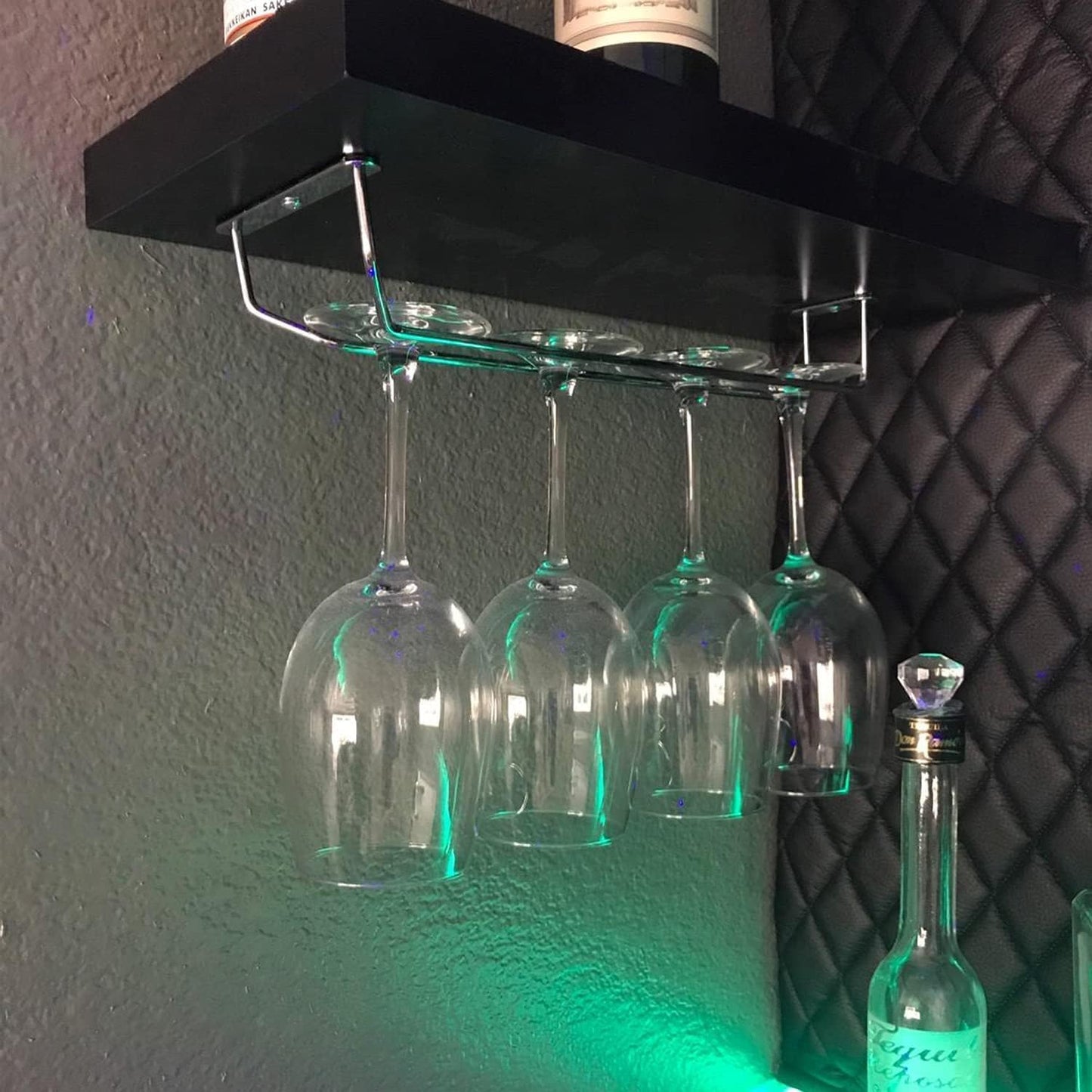 Wine Glass Rack Set of 2 - Stemware Rack Wire Hanging Rack Under Cabinet Wine Glass Rack Stemware Holder Glass Storage Hanger Organizer for Kitchen and Bar