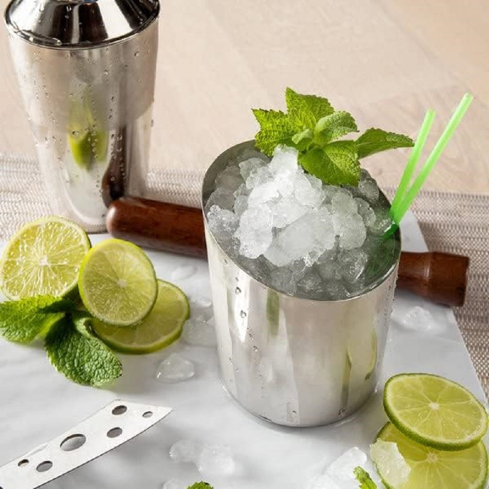 14 oz. Stainless Steel Angled French Fry Cup Mirror Finish Set of 2 - French Fry Holder Stainless Steel Fry Cup Appetizer Cups For Serving Chips Onion Rings Tater Tots or Vegetables