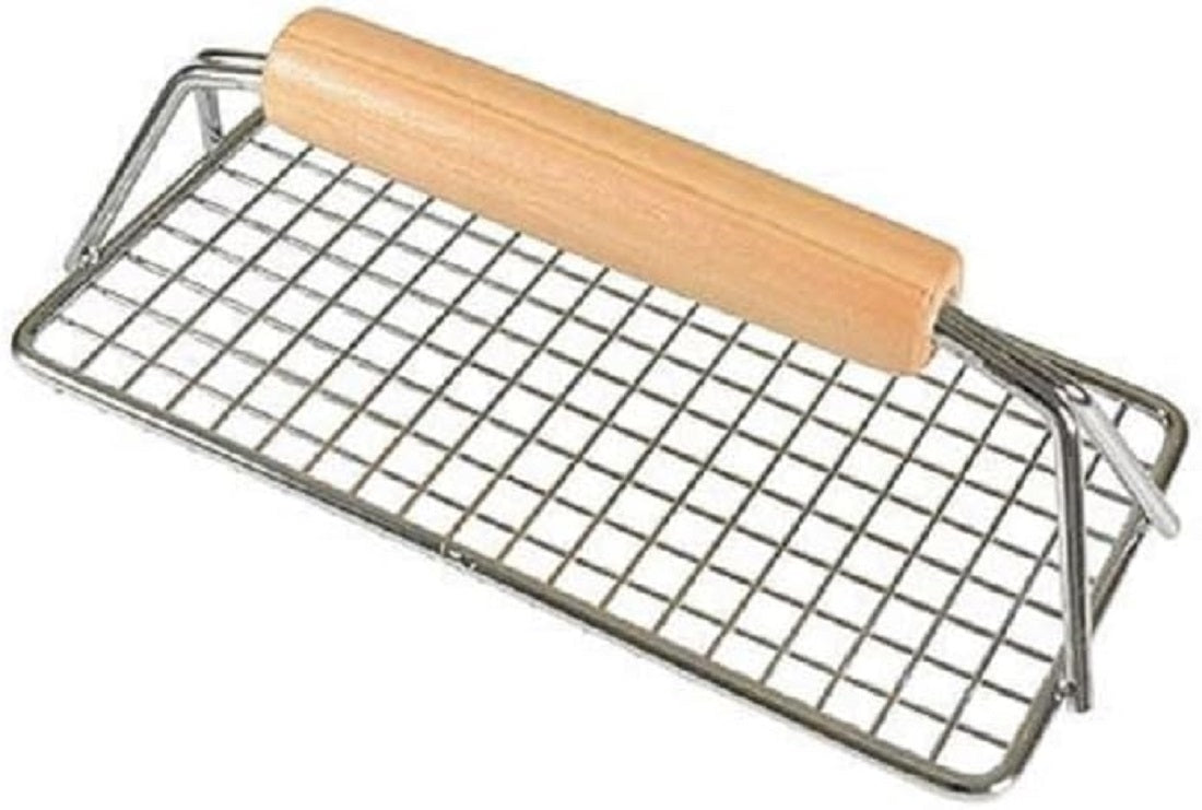 8" x 4" Heavy Duty Bacon Press Chrome Plated Steel with Wooden Handle - Heavy Duty Press Grill Press Meat Burger Bacon Steak Sausage for Perfectly Seared Bacon Steak & Sandwiches