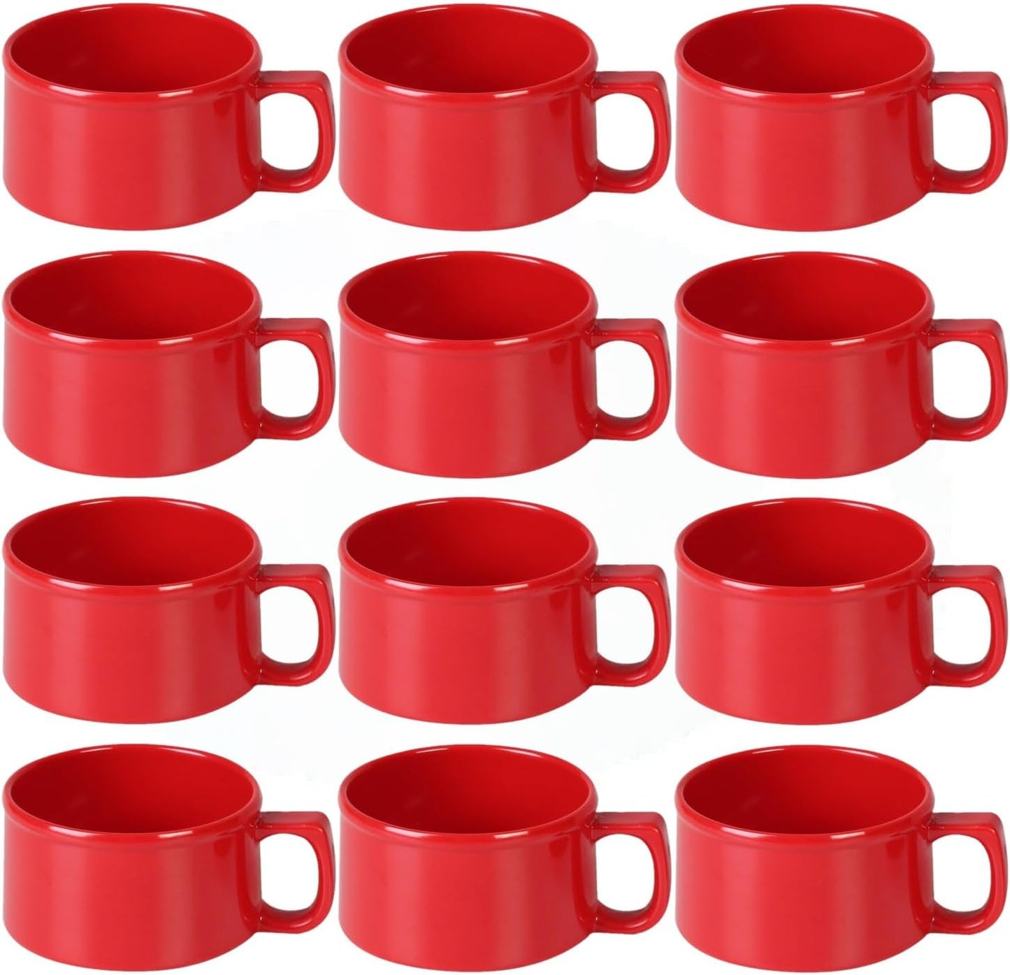 10 oz Soup Mug Melamine Set of 12- Dishwasher Safe Break-Resistant Coffee Cup Set Reusable Plastic Mug for Soups Latte Cappuccino Cocoa Hot Tea Home Cafe Restaurants