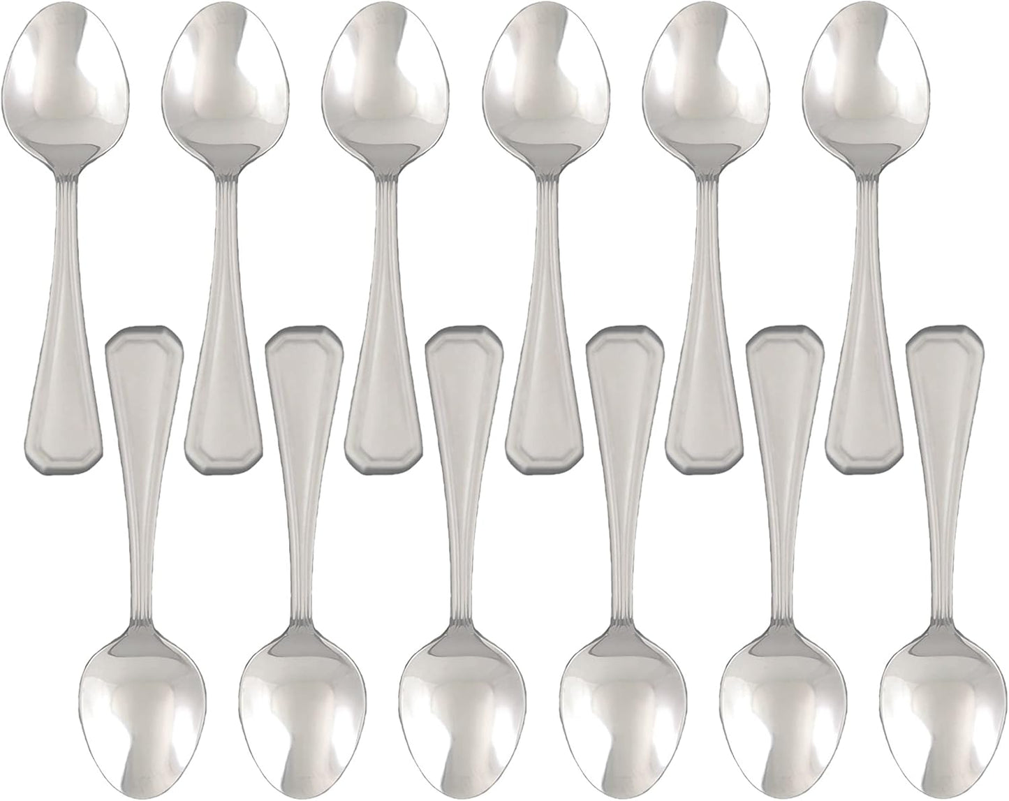 Wilshire Stainless Steel Set of 12- Stainless Steel Silverware Flatware Cutlery Kitchen Tableware Set for Home and Restaurant for Soup Spoons Round Spoons