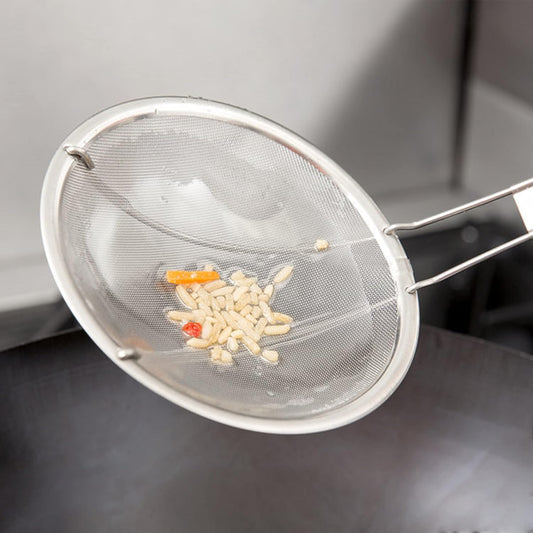 Round Fine Mesh Wire Skimmer Nickel Plated- Kitchen Utensil Food Strainer Skimmer Spoon for Cooking Sieve Sifters Rice Quinoa Pasta Fruits Vegetables etc.
