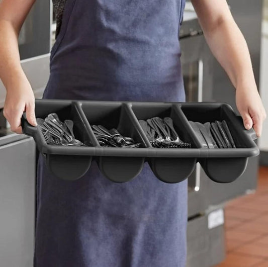 4 Compartments Silverware Organizer Cutlery Tray 22-1/2" x 13" x 4"- Plastic Utensils Drawer Holder Cutlery Holder for Kitchen Home and Restaurant Organization