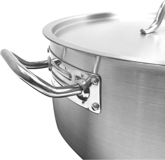 Stainless Steel Braiser Pot with Encapsulated Base and Cover - Heavy-Duty Brazier Pot Cookware Braiser for Soup Meat Bread Baking Dishwasher Safe and Oven Safe NSF Certified
