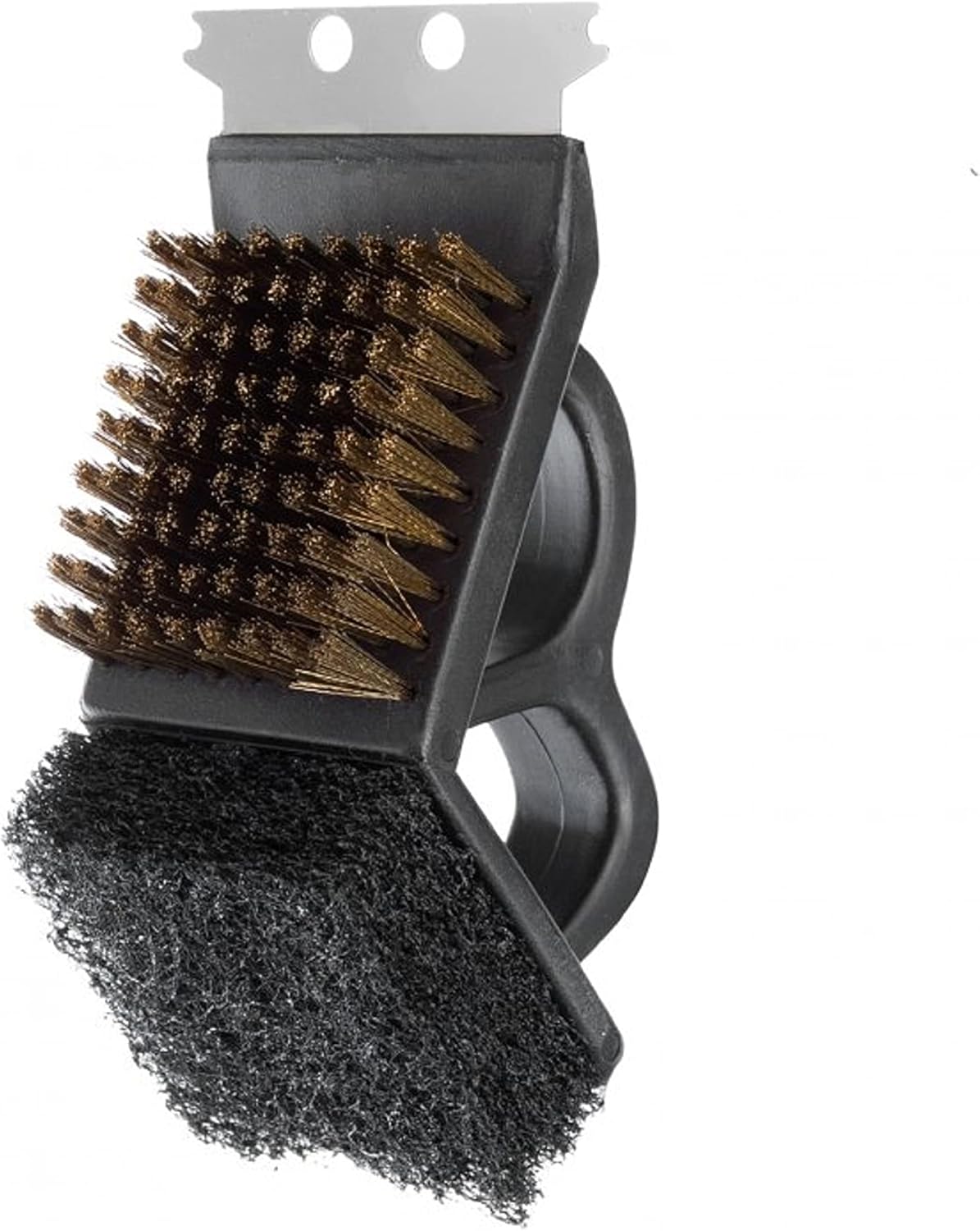 7" X 3 1/2" X 4 Heavy-Duty Bristle with Scrubbing Pad and Blade Polypropylene Body Steel Bristle Metal Blade and Pad- Grill Cleaning Brush BBQ Grill Accessories Safe Grill Cleaner