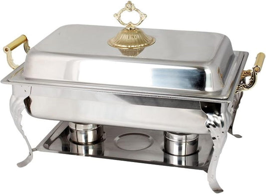 Stainless Steel Half Size Chafing Dish with Handles Complete Set- Food Warmer Chafers and Buffet Warmer Set for Catering Event Party Holiday Buffet Weddings Catering