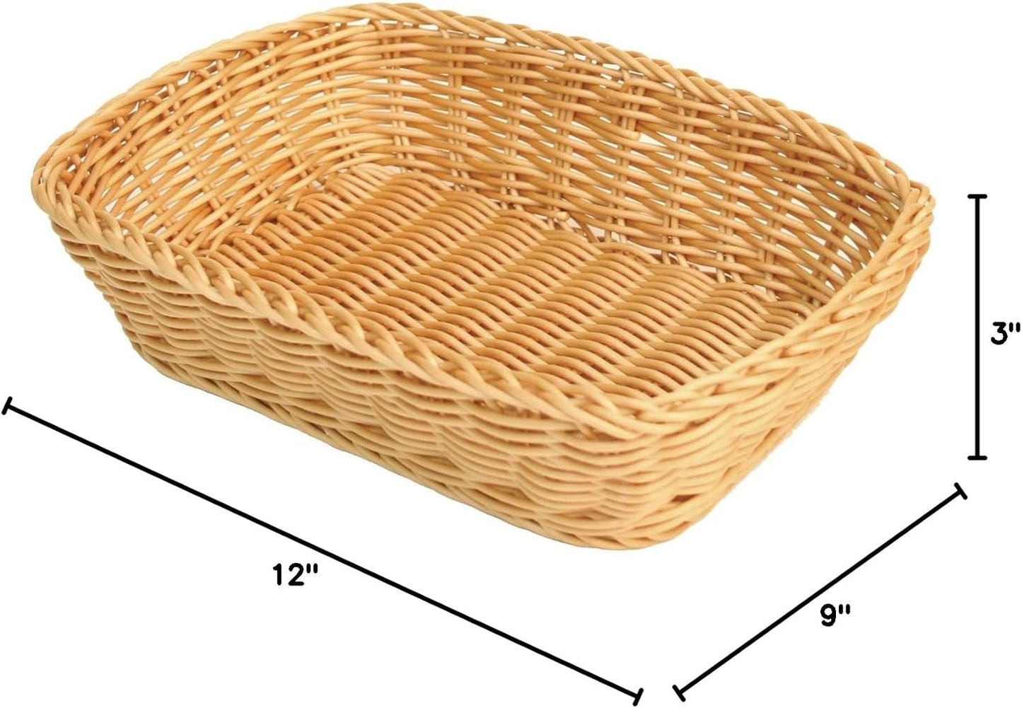 Rectangular Hand-Woven Bread Basket Natural Color - Restaurant Woven Food Serving Basket for Fruit Bread Serving Decorative Baskets Perfect for Cafe Home Restaurants