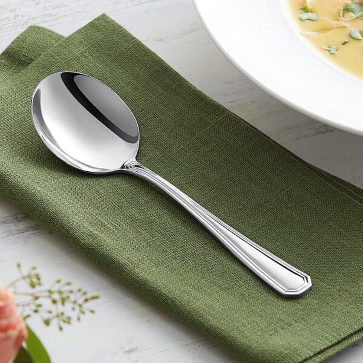 Wilshire Stainless Steel Set of 12- Stainless Steel Silverware Flatware Cutlery Kitchen Tableware Set for Home and Restaurant for Soup Spoons Round Spoons