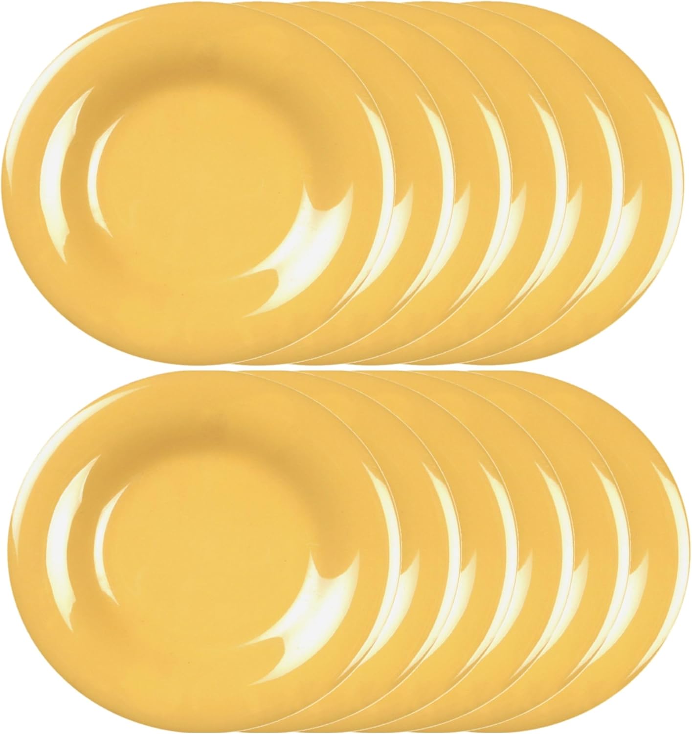 Round Dinner Plates Wide Rim Melamine Set of 12- Dishwasher Safe Reusable Plates Kitchen Plates Dinnerware Appetizer Plates Serving Plate Home Kitchen Restaurants