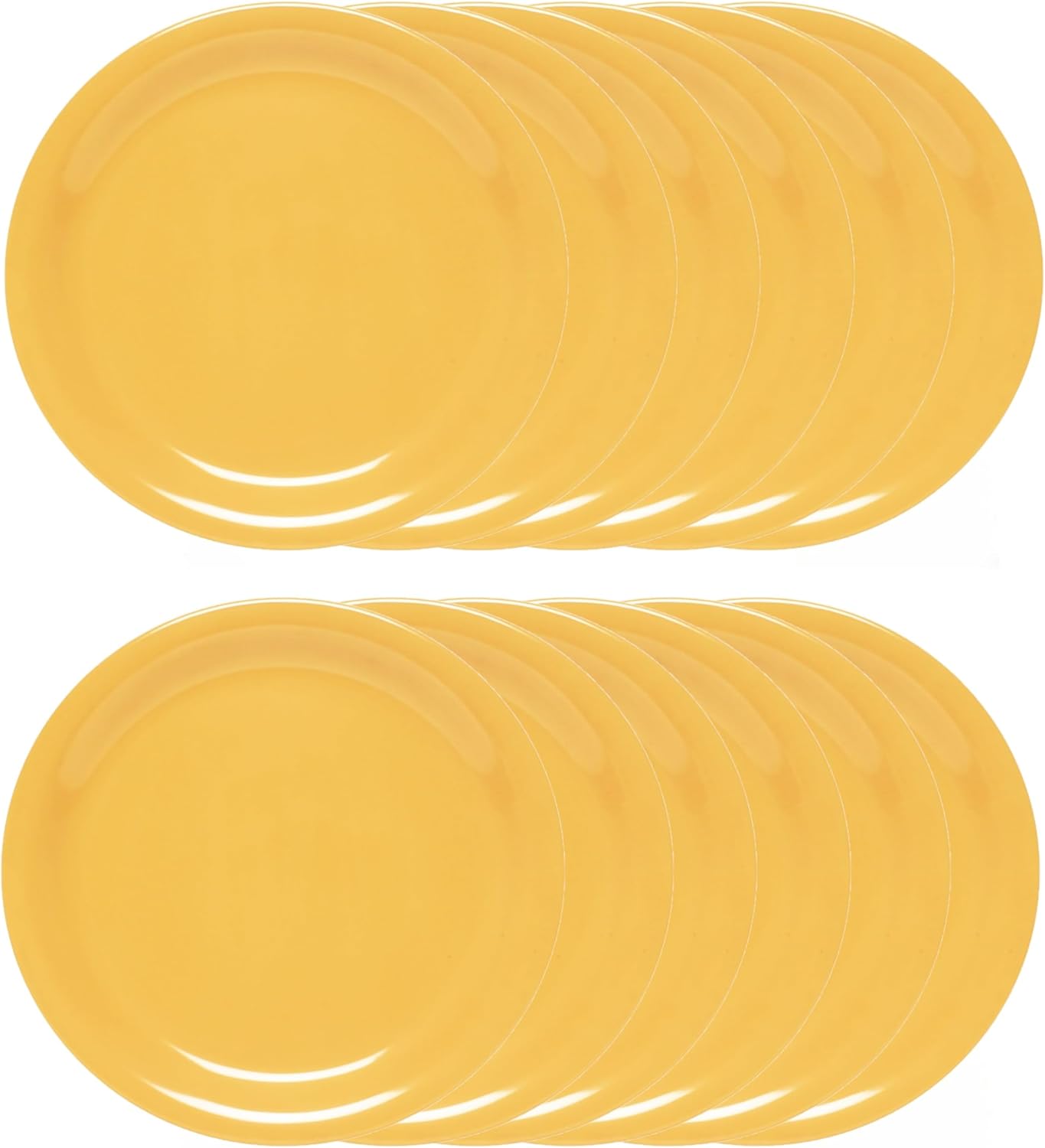 Round Dinner Plates Narrow Rim Melamine Set of 12- Dishwasher Safe Break-Resistant Reusable Plates Kitchen Plates Dinnerware Dishes for Home Kitchen