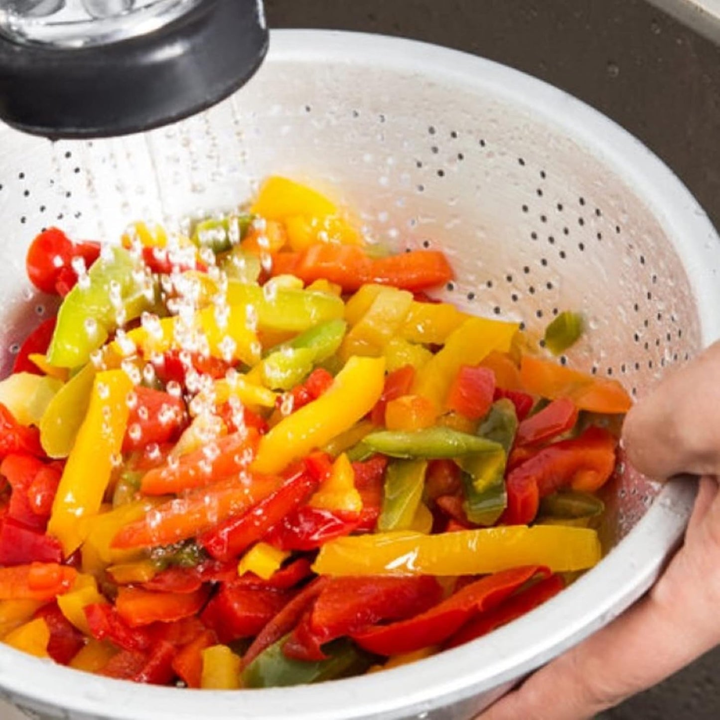 Aluminum Colander with tapered edge - Kitchen Strainer Sieve Wash Vegetables and Fruits Spaghetti Noodles Salads Drain Cooked Pasta Home Kitchen Essential