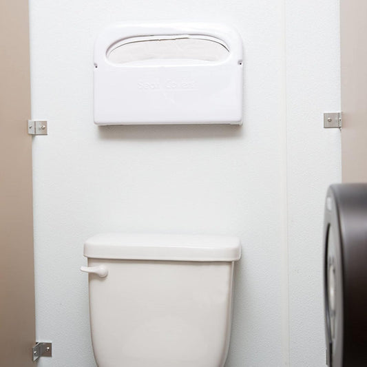 Half Fold Toilet Seat Cover Dispenser White Color 16" x 11-1/2" x 3"- Toilet Seat Cover Dispenser Holder for Commercial Office Restaurants Hospitals and Schools