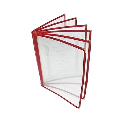 Six Page Book Fold Restaurant Menu Covers 6 Page 12 View Set of 10- Crystal Clear Menu Covers Sleeve Menu Folder Menu Book Holders for Bar Cafe Restaurant