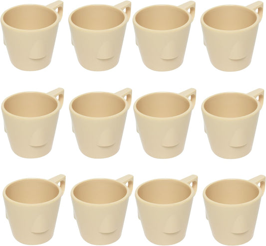 7 oz Stacking Cup Melamine Set of 12- Dishwasher Safe Break-Resistant Coffee Cup Set Reusable Plastic Cup for Latte Cappuccino Cocoa Hot Tea Mocha Home Cafe Restaurants